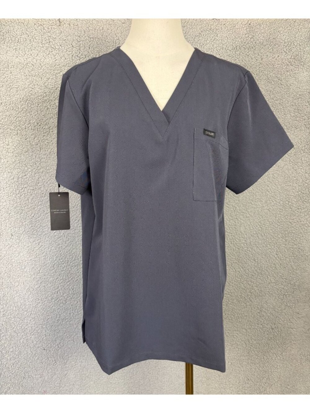 Easure  Women's Workwear Pewter Grey Anti-Wrinkle Scrub Top Size Large NWT's.